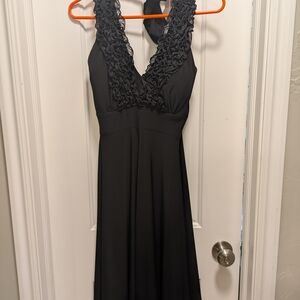 Onyx Nite Black Ruffled Backless Dress